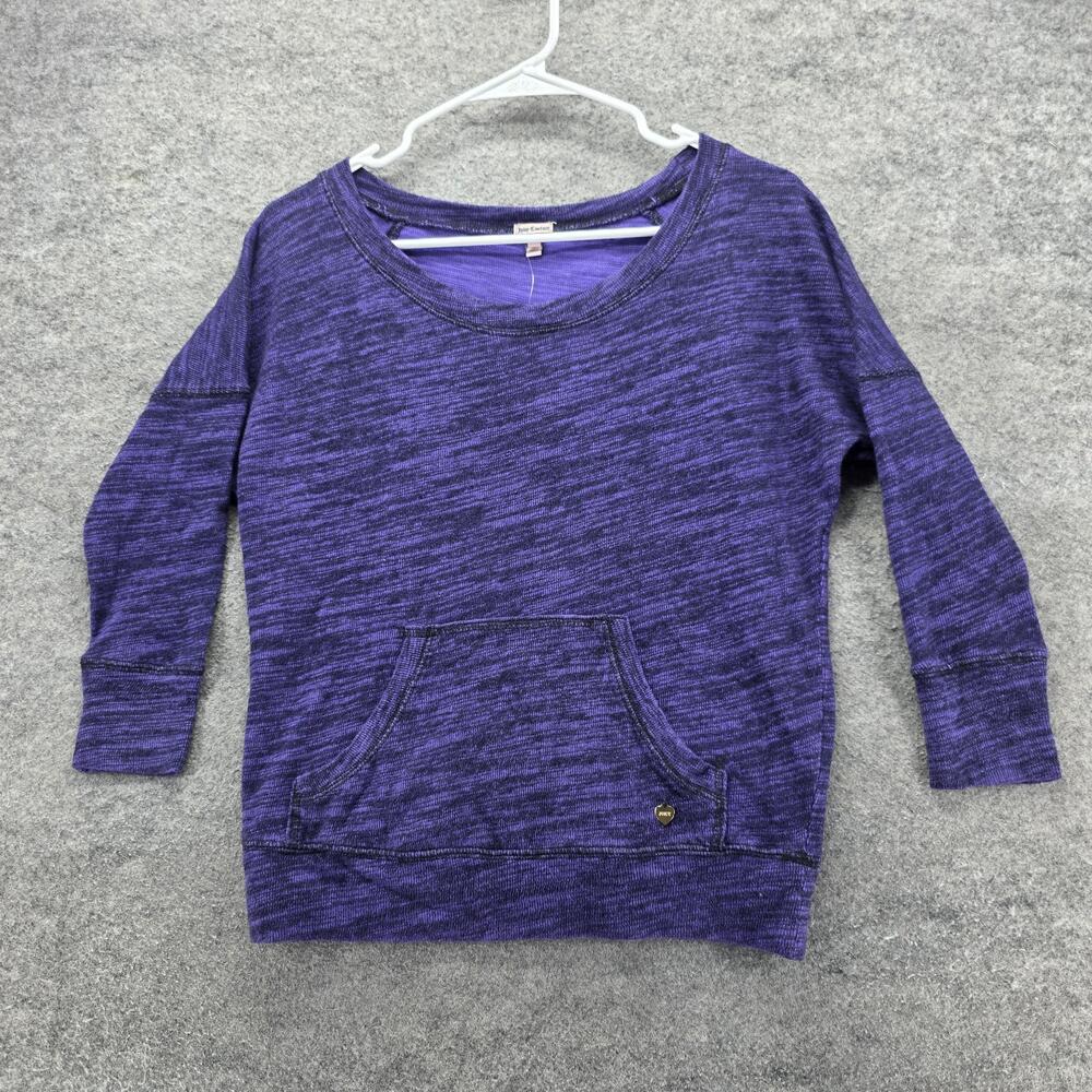 Juicy Couture Sweatshirt Womens XS Purple Marled 3/4 Sleeve Made in USA 9JMS1928
